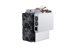 A rack of Kaspa mining rigs in a hosting facility, illustrating the concentration of computational power.